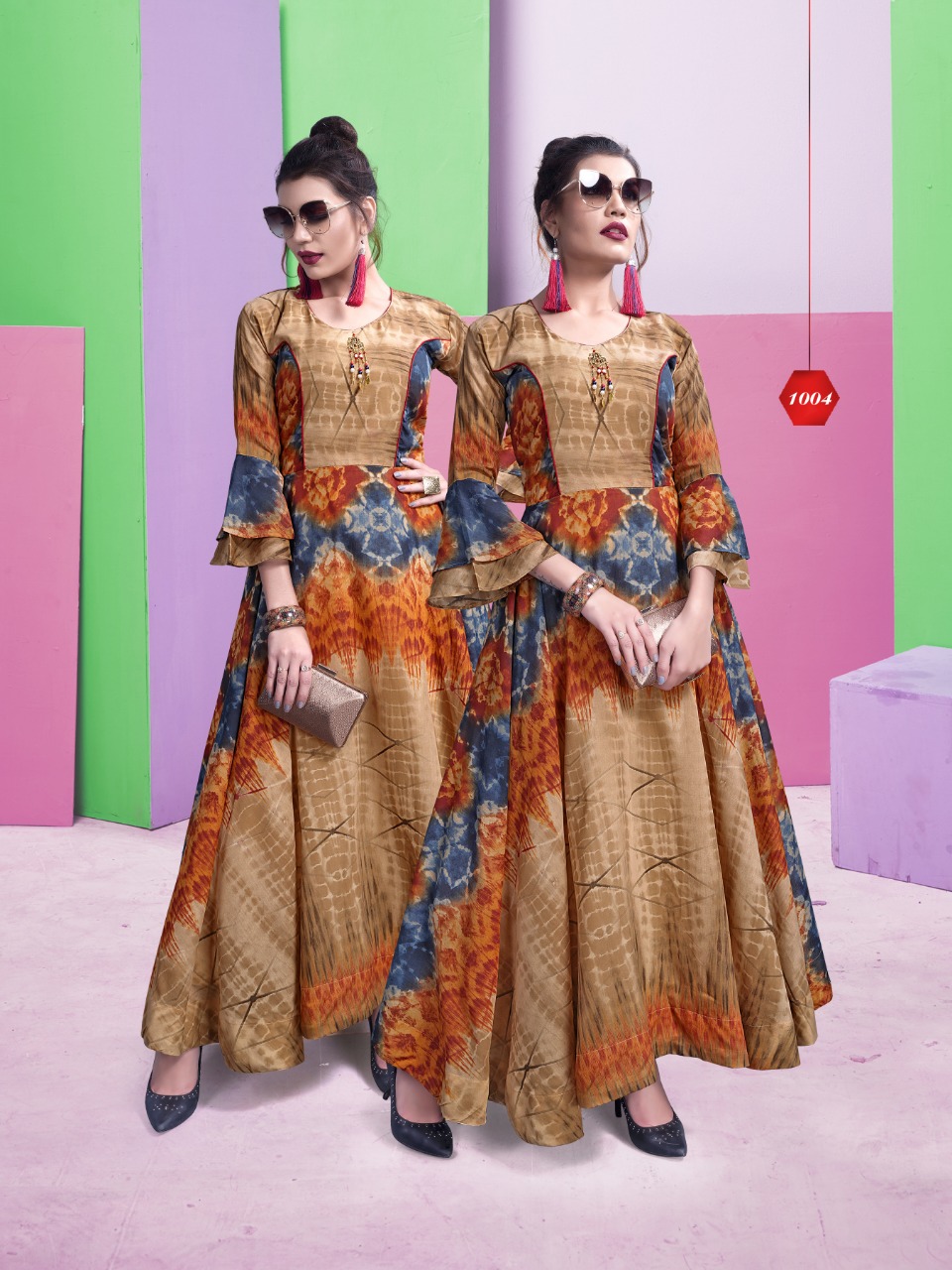 Akansha By Aarav Collection 1001 To 1006 Series Beautiful Colorful Stylish Fancy Casual Wear & Ethnic Wear & Ready To Wear Chanderi Digital Printed Kurtis At Wholesale Price