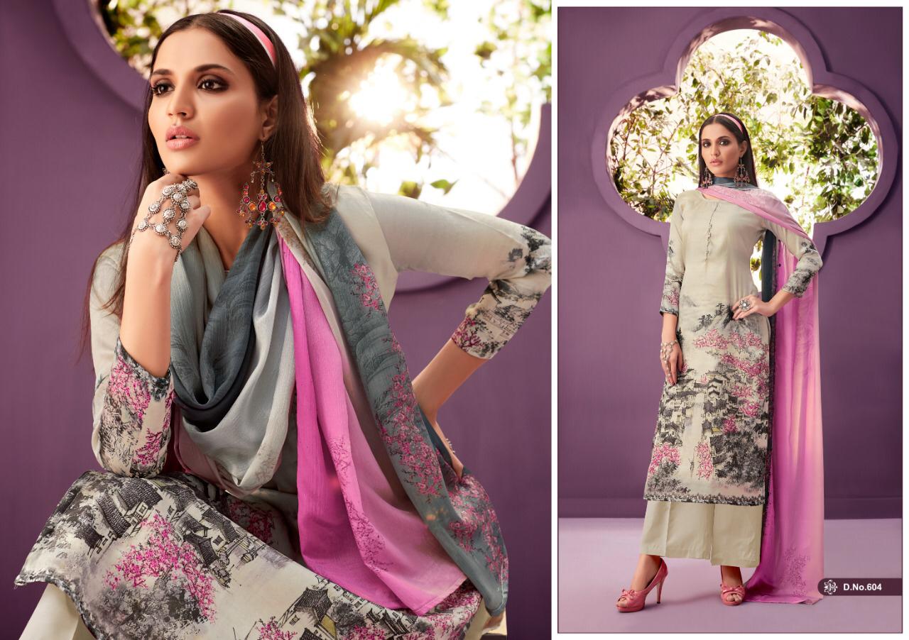 Alaska-vol-6 By Ankit Textile 601-to 609-series Indian Traditional Wear Collection Beautiful Stylish Fancy Colorful Party Wear & Wear Tussar Satin Digital Print Dress At Wholesale Price