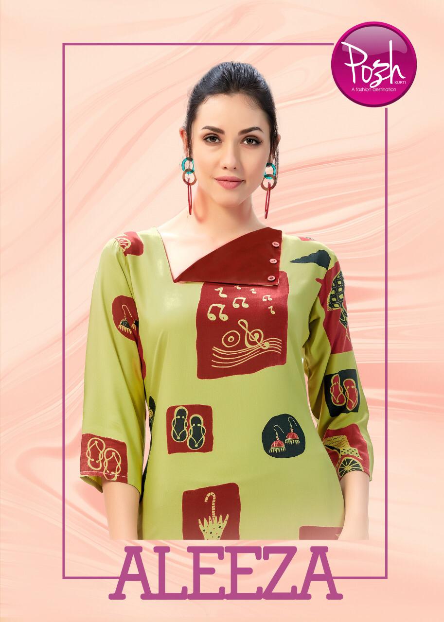 Aleeza By Posh 801 To 808 Series Beautiful Colorful Stylish Fancy Casual Wear & Ethnic Wear & Ready To Wear Rayon Print Kurtis With Palazzo At Wholesale Price