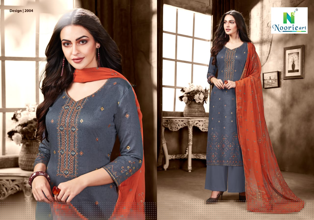 Alefiyah By Noorie Art 2001 To 2007 Series Beautiful Suits Stylish Colorful Fancy Casual Wear & Ethnic Wear Pure Jam Satin Dresses At Wholesale Price