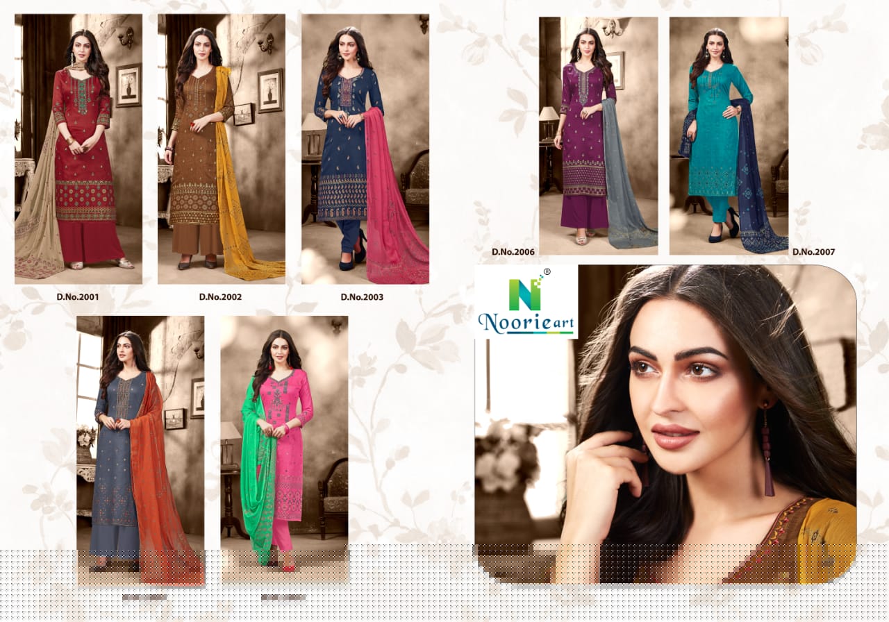 Alefiyah By Noorie Art 2001 To 2007 Series Beautiful Suits Stylish Colorful Fancy Casual Wear & Ethnic Wear Pure Jam Satin Dresses At Wholesale Price