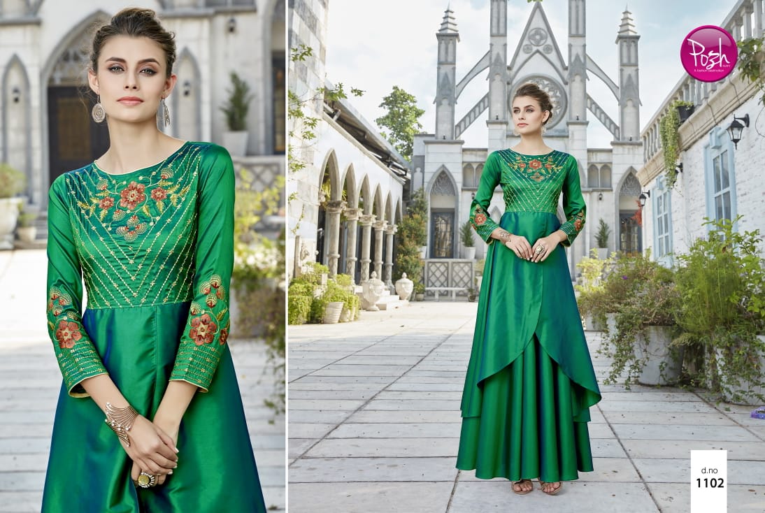 Alexa By Posh 11001 To 11005 Series Beautiful Stylish Colorful Fancy Party Wear & Ethnic Wear & Ready To Wear Satin Kurtis At Wholesale Price