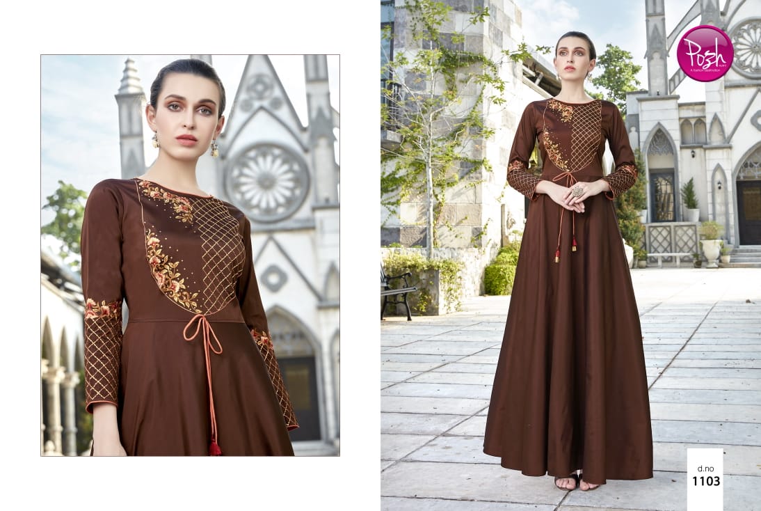 Alexa By Posh 11001 To 11005 Series Beautiful Stylish Colorful Fancy Party Wear & Ethnic Wear & Ready To Wear Satin Kurtis At Wholesale Price