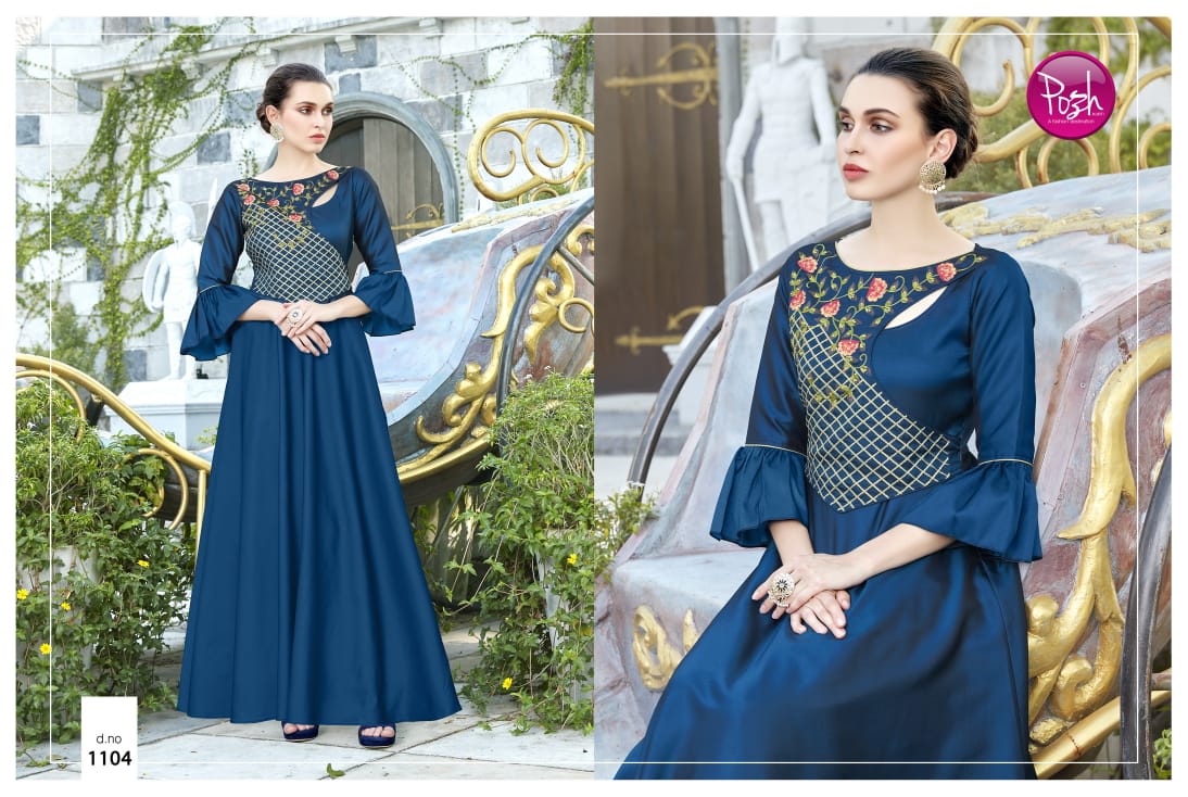 Alexa By Posh 11001 To 11005 Series Beautiful Stylish Colorful Fancy Party Wear & Ethnic Wear & Ready To Wear Satin Kurtis At Wholesale Price