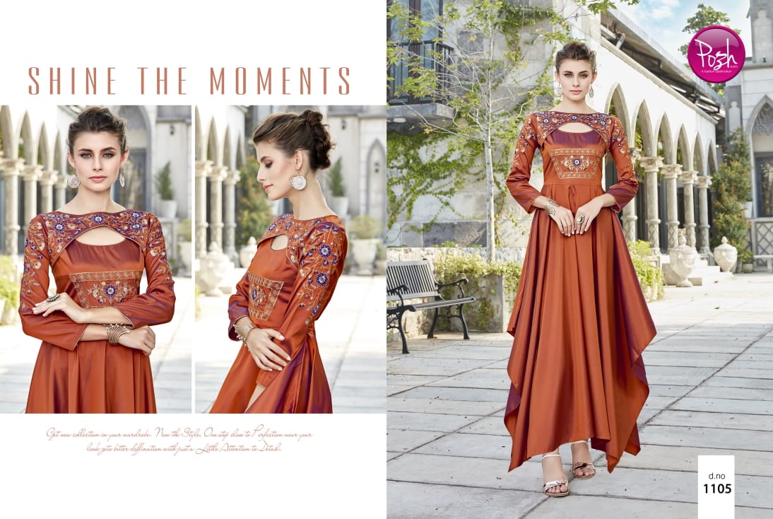 Alexa By Posh 11001 To 11005 Series Beautiful Stylish Colorful Fancy Party Wear & Ethnic Wear & Ready To Wear Satin Kurtis At Wholesale Price