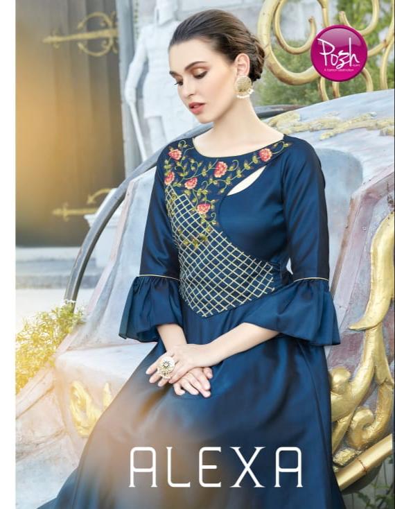 Alexa By Posh 11001 To 11005 Series Beautiful Stylish Colorful Fancy Party Wear & Ethnic Wear & Ready To Wear Satin Kurtis At Wholesale Price