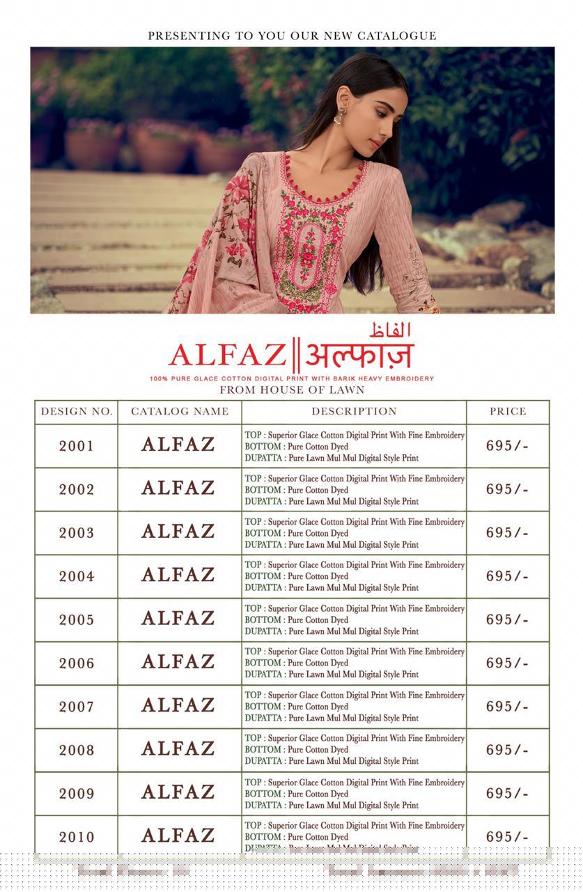 Alfaz By House Of Lawn 2001 To 2010 Series Beautiful Stylish Fancy Colorful Casual Wear & Ethnic Wear Superior Glace Cotton Digital Print With Embroidery Dresses At Wholesale Price