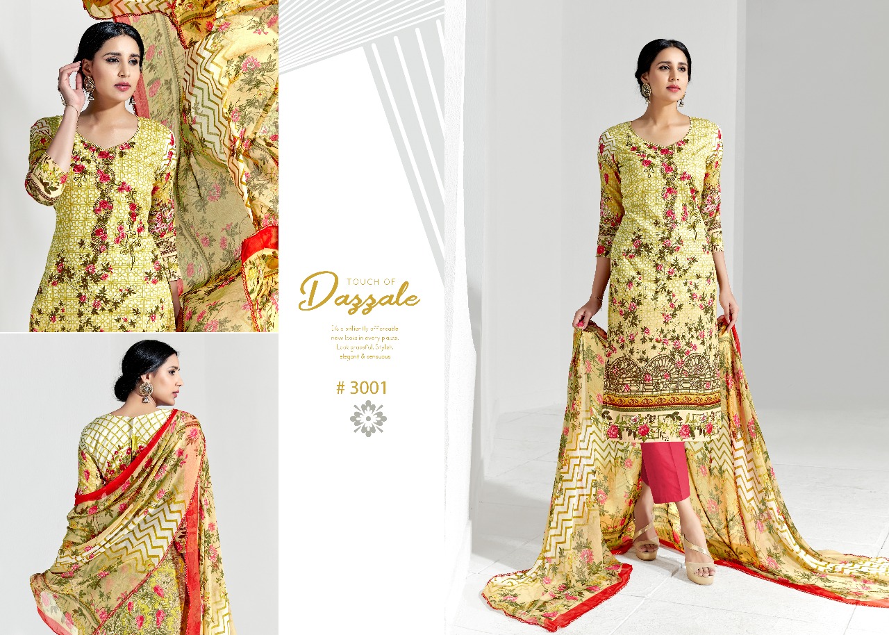Alifaa By Shri Vijay 3001 To 3008 Series Beautiful Stylish Fancy Colorful Casual Wear & Ethnic Wear Summer Collection Glace Satin Cotton Printed & Embroidered Dresses At Wholesale Price