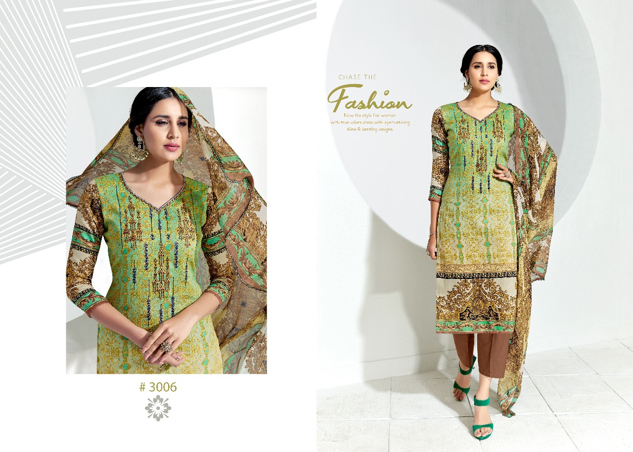 Alifaa By Shri Vijay 3001 To 3008 Series Beautiful Stylish Fancy Colorful Casual Wear & Ethnic Wear Summer Collection Glace Satin Cotton Printed & Embroidered Dresses At Wholesale Price