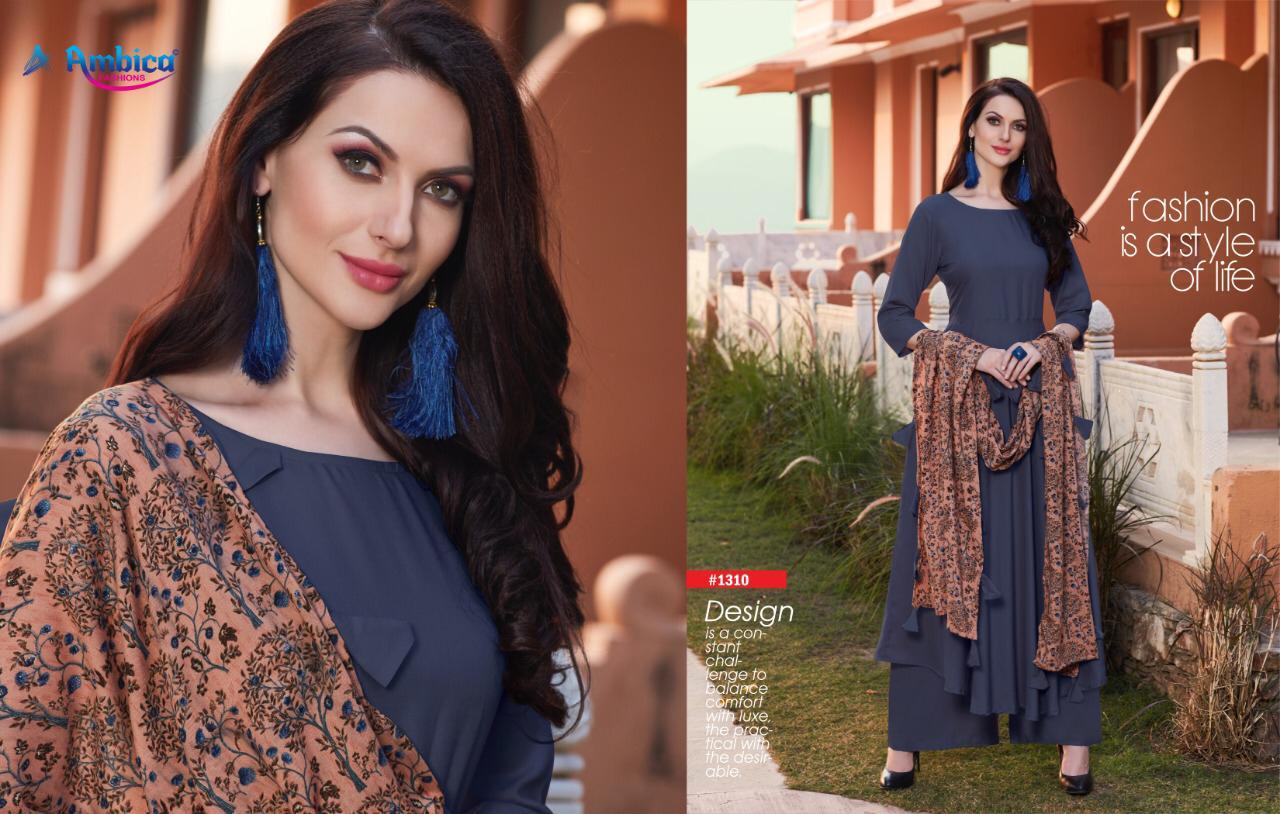 Alina Vol-2 By Ambica Fashon 1301 To 1310 Series Designer Beautiful Stylish Fancy Colorful Casual Wear & Ethnic Wear & Ready To Wear Rayon Kurtis With Bottom At Wholesale Price