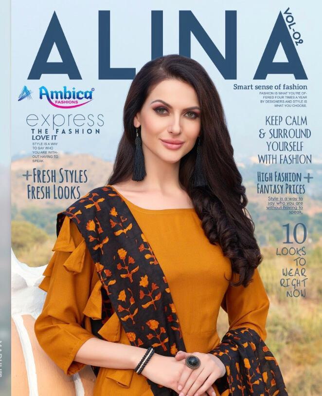 Alina Vol-2 By Ambica Fashon 1301 To 1310 Series Designer Beautiful Stylish Fancy Colorful Casual Wear & Ethnic Wear & Ready To Wear Rayon Kurtis With Bottom At Wholesale Price