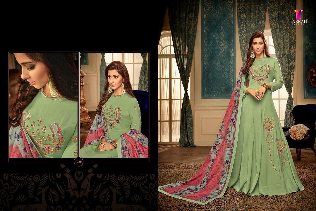 Alinaa Vol-5 By Tarrah Fashion 1033 To 1040 Series Designer Bridal Wear Collection Beautiful Stylish Fancy Colorful Party Wear & Occasional Wear Maslin Dresses/ Gowns At Wholesale Price