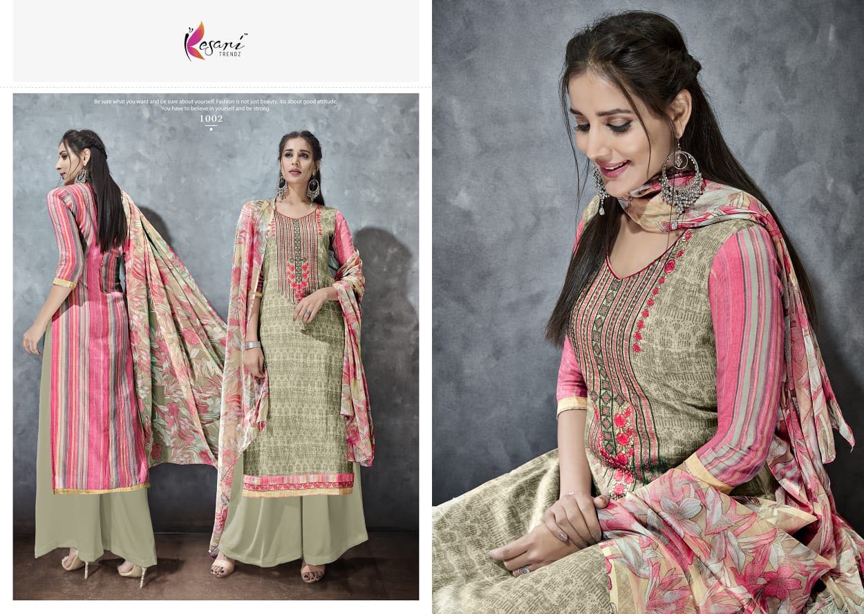 Alisa Vol-1 By Kesari Trendz 1001 To 1008 Series Beautiful Suits Collection Colorful Stylish Fancy Ethnic Wear & Casual Wear Pure Cotton Satin Embroidered Dresses At Wholesale Price