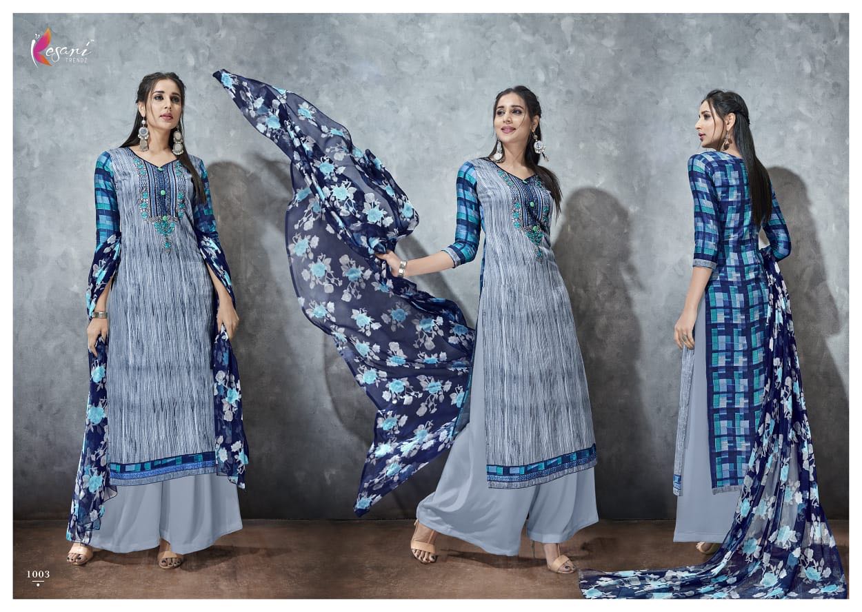 Alisa Vol-1 By Kesari Trendz 1001 To 1008 Series Beautiful Suits Collection Colorful Stylish Fancy Ethnic Wear & Casual Wear Pure Cotton Satin Embroidered Dresses At Wholesale Price