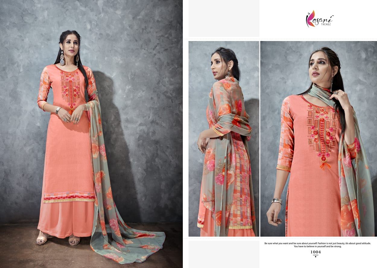 Alisa Vol-1 By Kesari Trendz 1001 To 1008 Series Beautiful Suits Collection Colorful Stylish Fancy Ethnic Wear & Casual Wear Pure Cotton Satin Embroidered Dresses At Wholesale Price