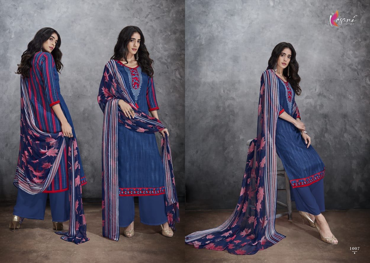 Alisa Vol-1 By Kesari Trendz 1001 To 1008 Series Beautiful Suits Collection Colorful Stylish Fancy Ethnic Wear & Casual Wear Pure Cotton Satin Embroidered Dresses At Wholesale Price
