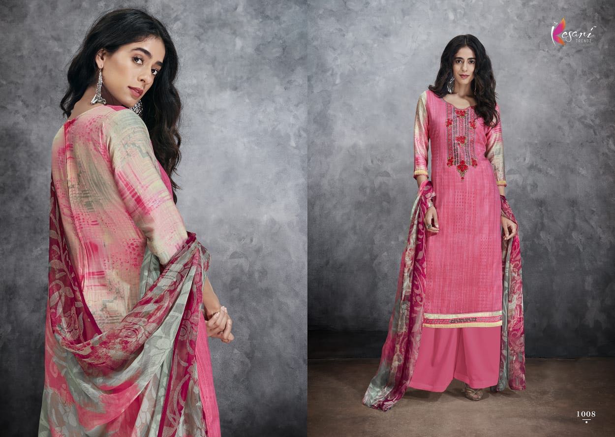Alisa Vol-1 By Kesari Trendz 1001 To 1008 Series Beautiful Suits Collection Colorful Stylish Fancy Ethnic Wear & Casual Wear Pure Cotton Satin Embroidered Dresses At Wholesale Price