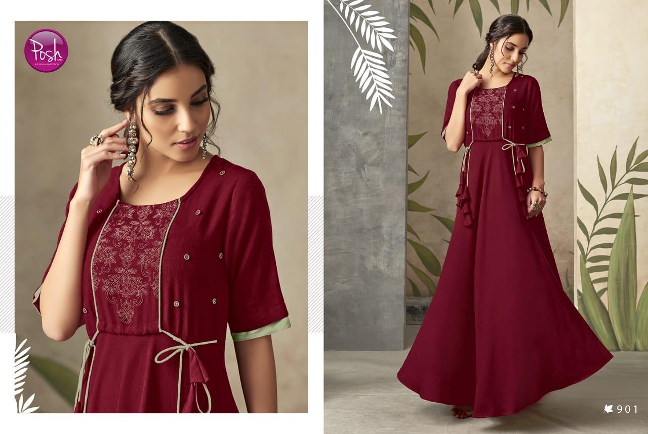 Alize By Posh 901 To 905 Series Stylish Fancy Beautiful Colorful Casual Wear & Ethnic Wear Heavy Pure Rayon Printed Gowns At Wholesale Price