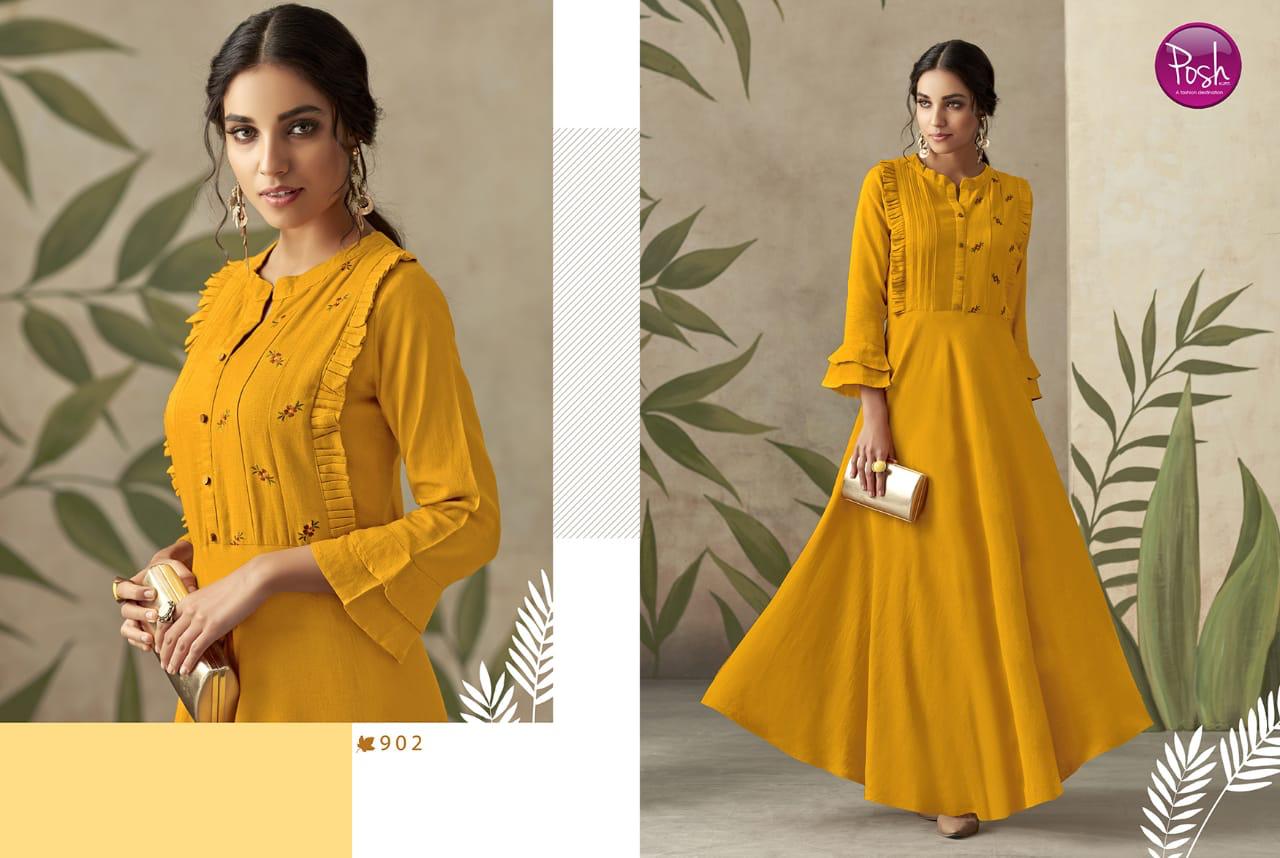 Alize By Posh 901 To 905 Series Stylish Fancy Beautiful Colorful Casual Wear & Ethnic Wear Heavy Pure Rayon Printed Gowns At Wholesale Price