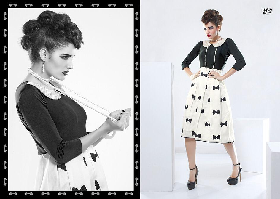 All Black By Eternal Fashion Beautiful Colorful Stylish Fancy Casual Wear & Ethnic Wear & Ready To Wear Silk+georgette Printed Kurtis At Wholesale Price