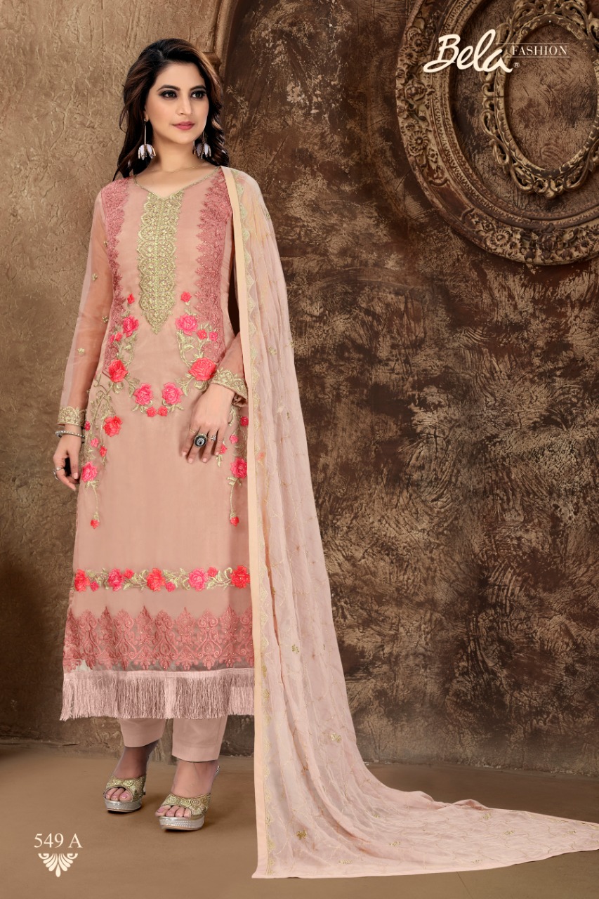 Allison By Bela Fashion 549-a To 556-b Series Designer Wear Collection Suits Colorful Stylish Fancy Beautiful Party Wear & Occasional Wear Organza Embroidered Dresses At Wholesale Price