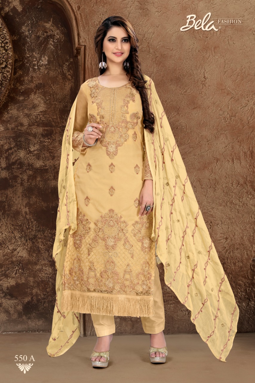 Allison By Bela Fashion 549-a To 556-b Series Designer Wear Collection Suits Colorful Stylish Fancy Beautiful Party Wear & Occasional Wear Organza Embroidered Dresses At Wholesale Price
