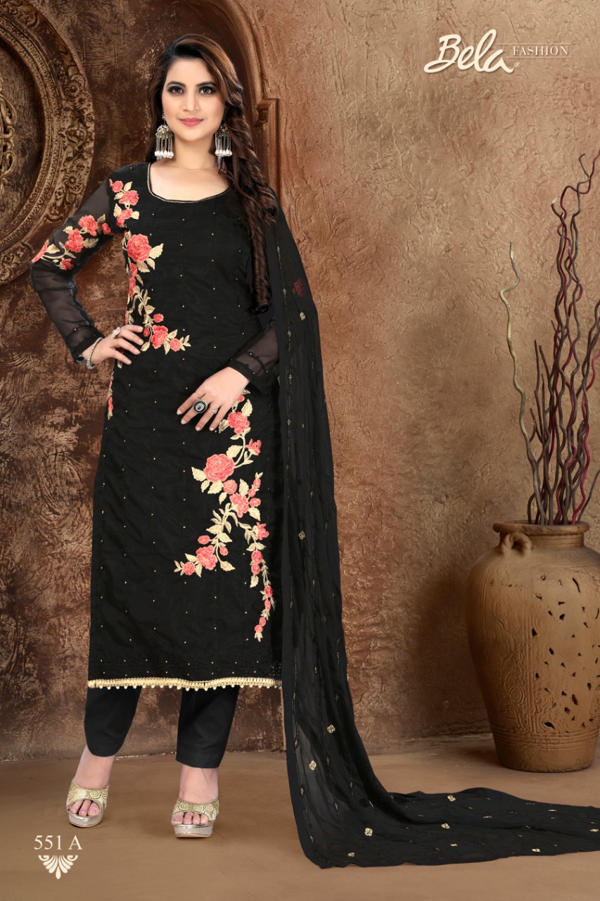Allison By Bela Fashion 549-a To 556-b Series Designer Wear Collection Suits Colorful Stylish Fancy Beautiful Party Wear & Occasional Wear Organza Embroidered Dresses At Wholesale Price