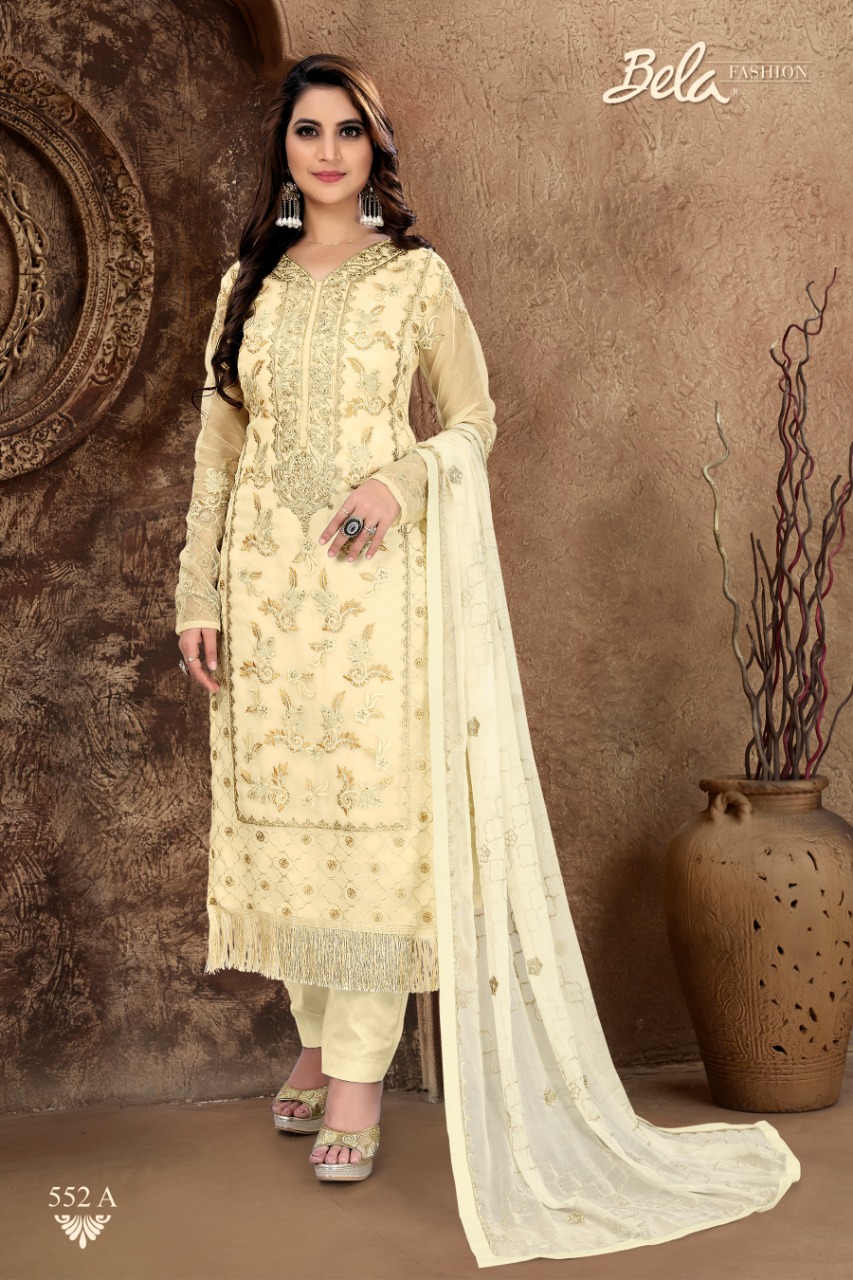 Allison By Bela Fashion 549-a To 556-b Series Designer Wear Collection Suits Colorful Stylish Fancy Beautiful Party Wear & Occasional Wear Organza Embroidered Dresses At Wholesale Price