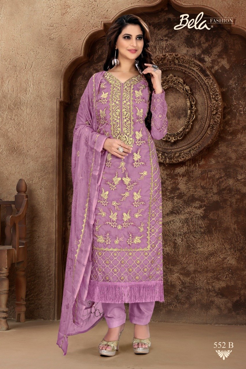Allison By Bela Fashion 549-a To 556-b Series Designer Wear Collection Suits Colorful Stylish Fancy Beautiful Party Wear & Occasional Wear Organza Embroidered Dresses At Wholesale Price
