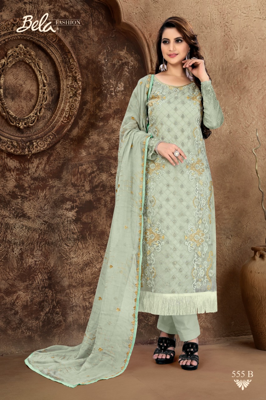 Allison By Bela Fashion 549-a To 556-b Series Designer Wear Collection Suits Colorful Stylish Fancy Beautiful Party Wear & Occasional Wear Organza Embroidered Dresses At Wholesale Price