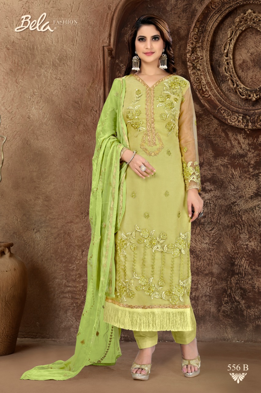 Allison By Bela Fashion 549-a To 556-b Series Designer Wear Collection Suits Colorful Stylish Fancy Beautiful Party Wear & Occasional Wear Organza Embroidered Dresses At Wholesale Price