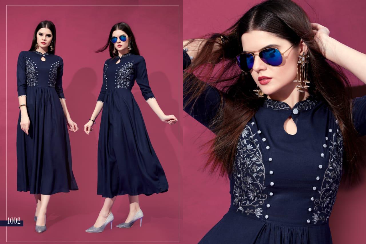 Allora By Best Choice 1001 To 1009 Series Stylish Colorful Fancy Beautiful Casual Wear & Ethnic Wear Heavy Rayon Embroidered Kurtis At Wholesale Price