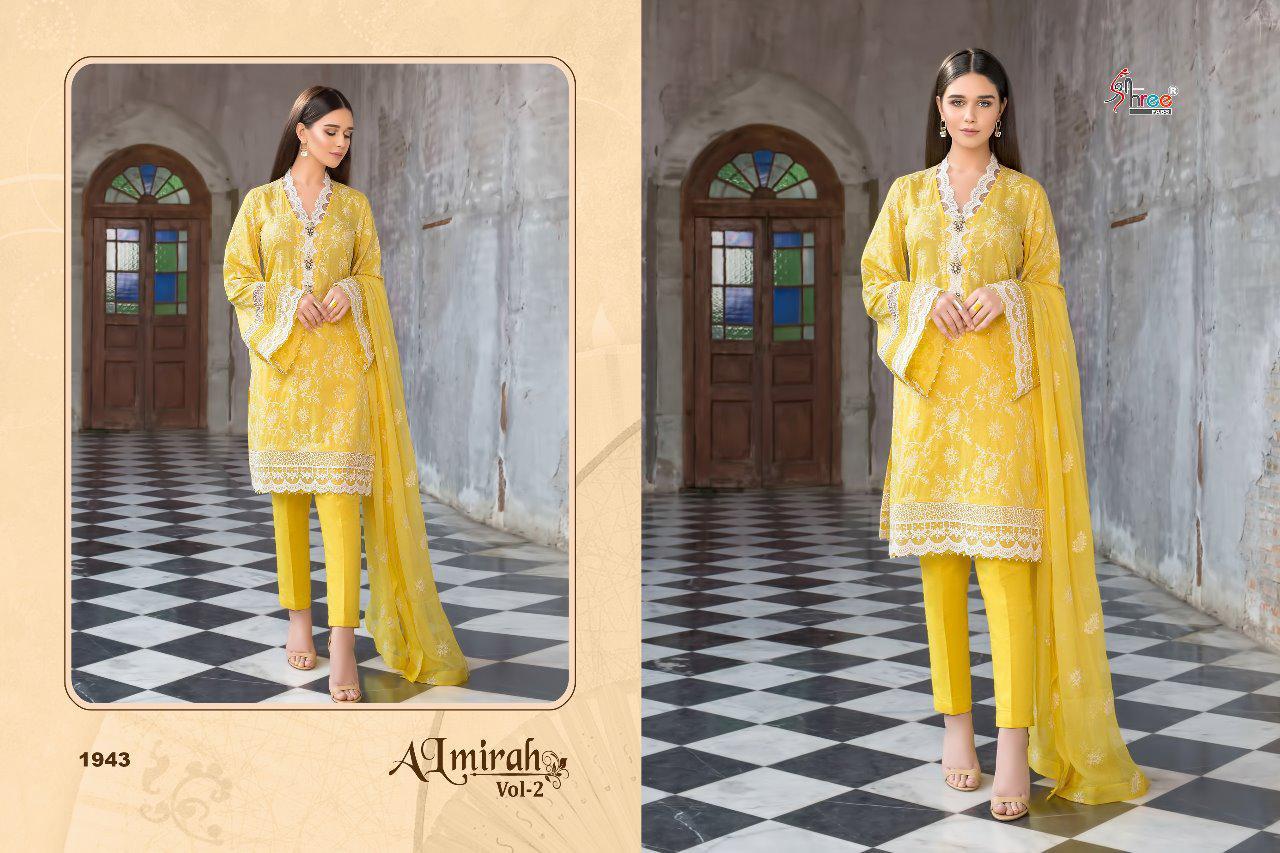 Almirah Vol-2 By Shree Fabs 1941 To 1945 Series Pakistani Designer Suits Collection Beautiful Stylish Fancy Colorful Party Wear & Occasional Wear Pure Cotton With Heavy Self Embroidery Dresses At Wholesale Price