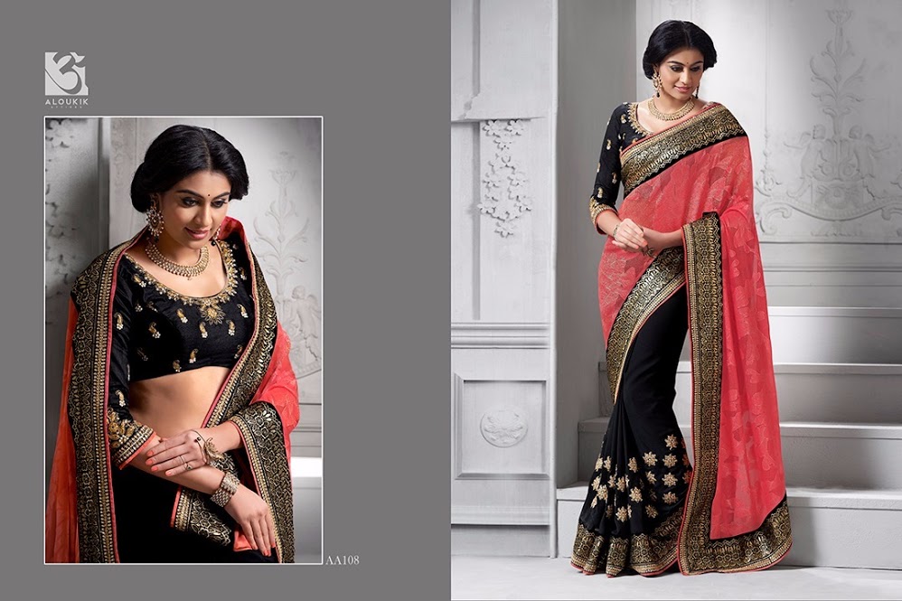 Aloukik Mix Collection By Aloukik Indian Traditional Wear Collection Beautiful Stylish Fancy Colorful Party Wear & Occasional Wear Fancy Embroidery Sarees At Wholesale Price