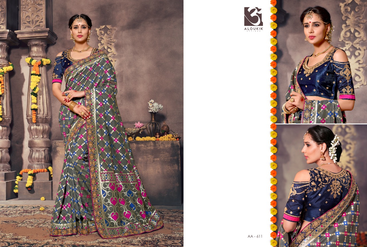 Aloukik Mix Collection By Aloukik Indian Traditional Wear Collection Beautiful Stylish Fancy Colorful Party Wear & Occasional Wear Fancy Embroidery Sarees At Wholesale Price