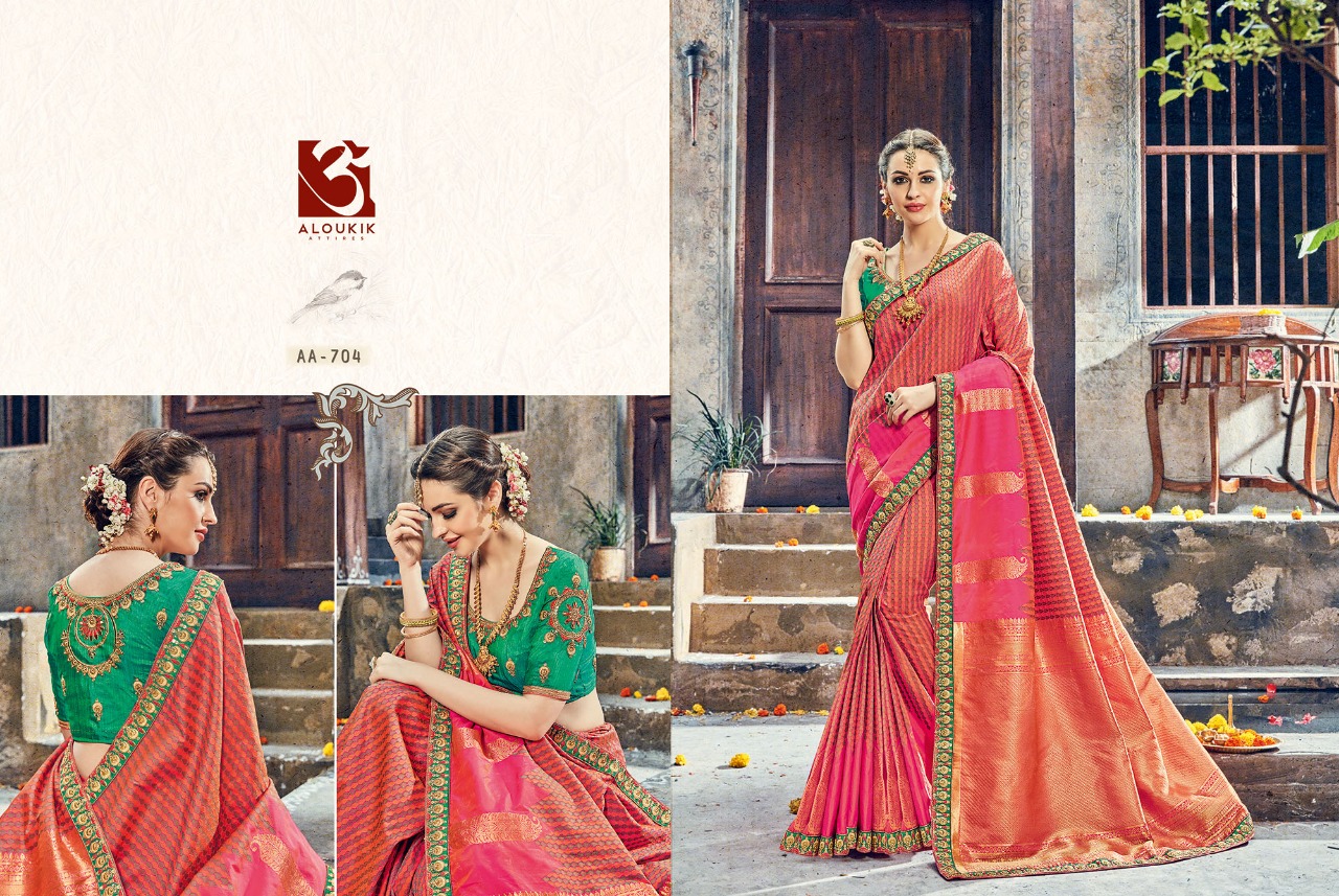 Aloukik Mix Collection By Aloukik Indian Traditional Wear Collection Beautiful Stylish Fancy Colorful Party Wear & Occasional Wear Fancy Embroidery Sarees At Wholesale Price