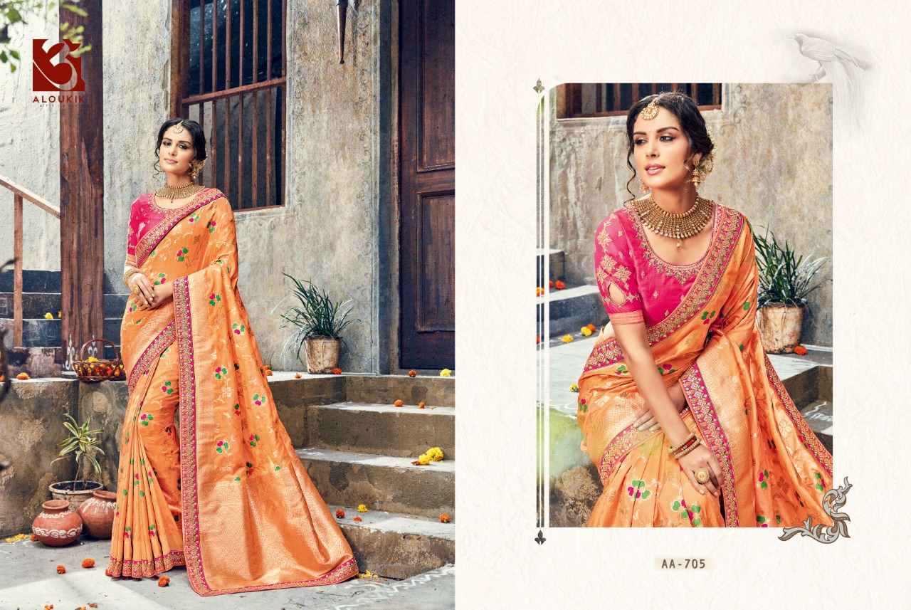 Aloukik Mix Collection By Aloukik Indian Traditional Wear Collection Beautiful Stylish Fancy Colorful Party Wear & Occasional Wear Fancy Embroidery Sarees At Wholesale Price