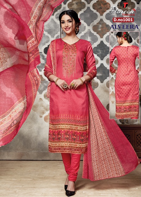Alveera By Florean Trendz 1001 To 1008 Series Beautiful Suits Stylish Fancy Colorful Party Wear & Ethnic Wear Glace Satin Cotton Printed Dresses At Wholesale Price