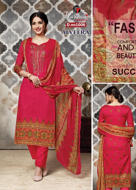 Alveera By Florean Trendz 1001 To 1008 Series Beautiful Suits Stylish Fancy Colorful Party Wear & Ethnic Wear Glace Satin Cotton Printed Dresses At Wholesale Price