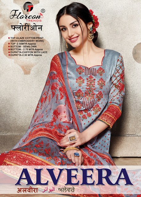Alveera By Florean Trendz 1001 To 1008 Series Beautiful Suits Stylish Fancy Colorful Party Wear & Ethnic Wear Glace Satin Cotton Printed Dresses At Wholesale Price