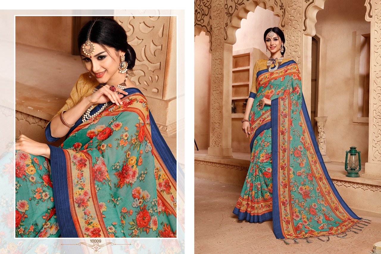 Amaira By Aanchal Sarees 10001 To 10010 Series Indian Traditional Wear Collection Beautiful Stylish Fancy Colorful Party Wear & Occasional Wear Linen Digitl Printed Sarees At Wholesale Price