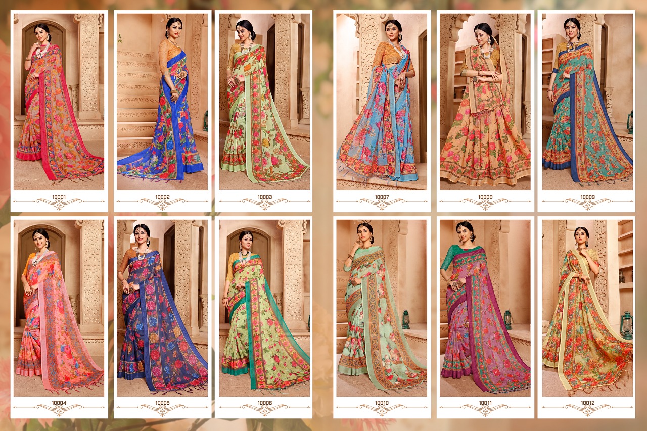Amaira By Aanchal Sarees 10001 To 10010 Series Indian Traditional Wear Collection Beautiful Stylish Fancy Colorful Party Wear & Occasional Wear Linen Digitl Printed Sarees At Wholesale Price