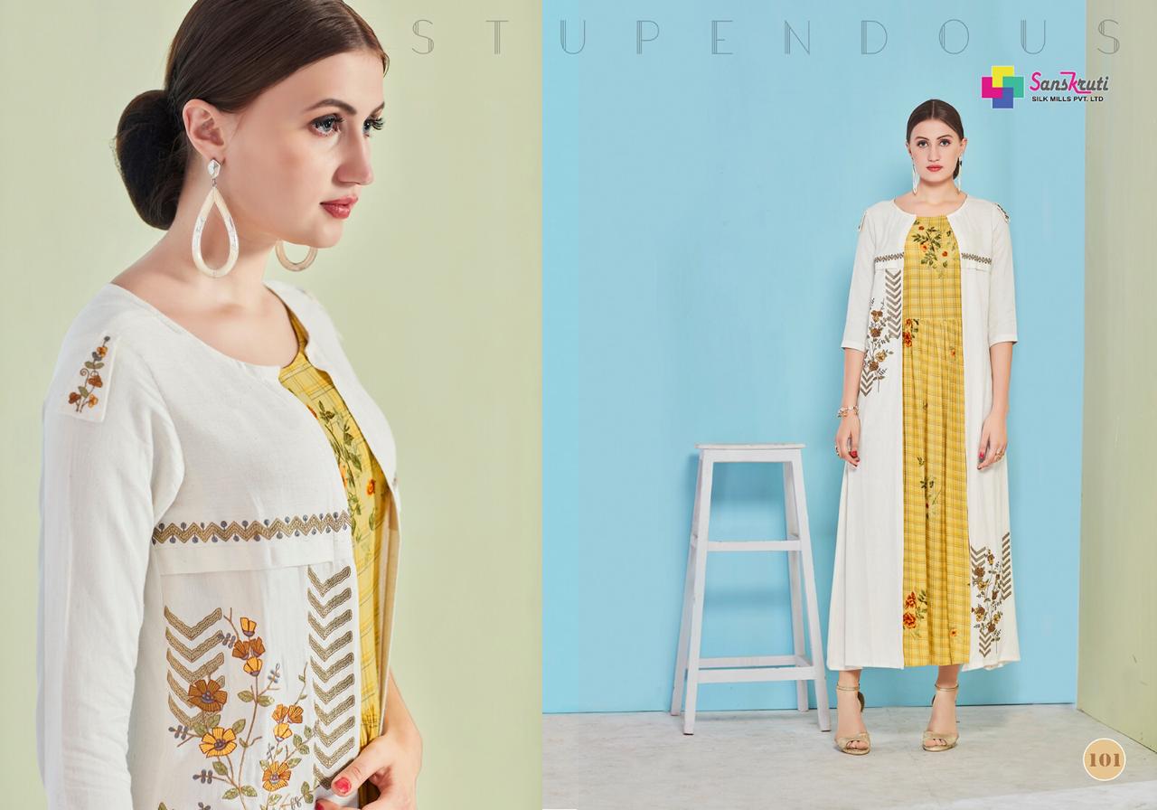 Amaze By Saarthi Fashion 101 To 109 Series Beautiful Colorful Stylish Fancy Casual Wear & Ethnic Wear & Ready To Wear Rayon Slub Printed Kurtis At Wholesale Price