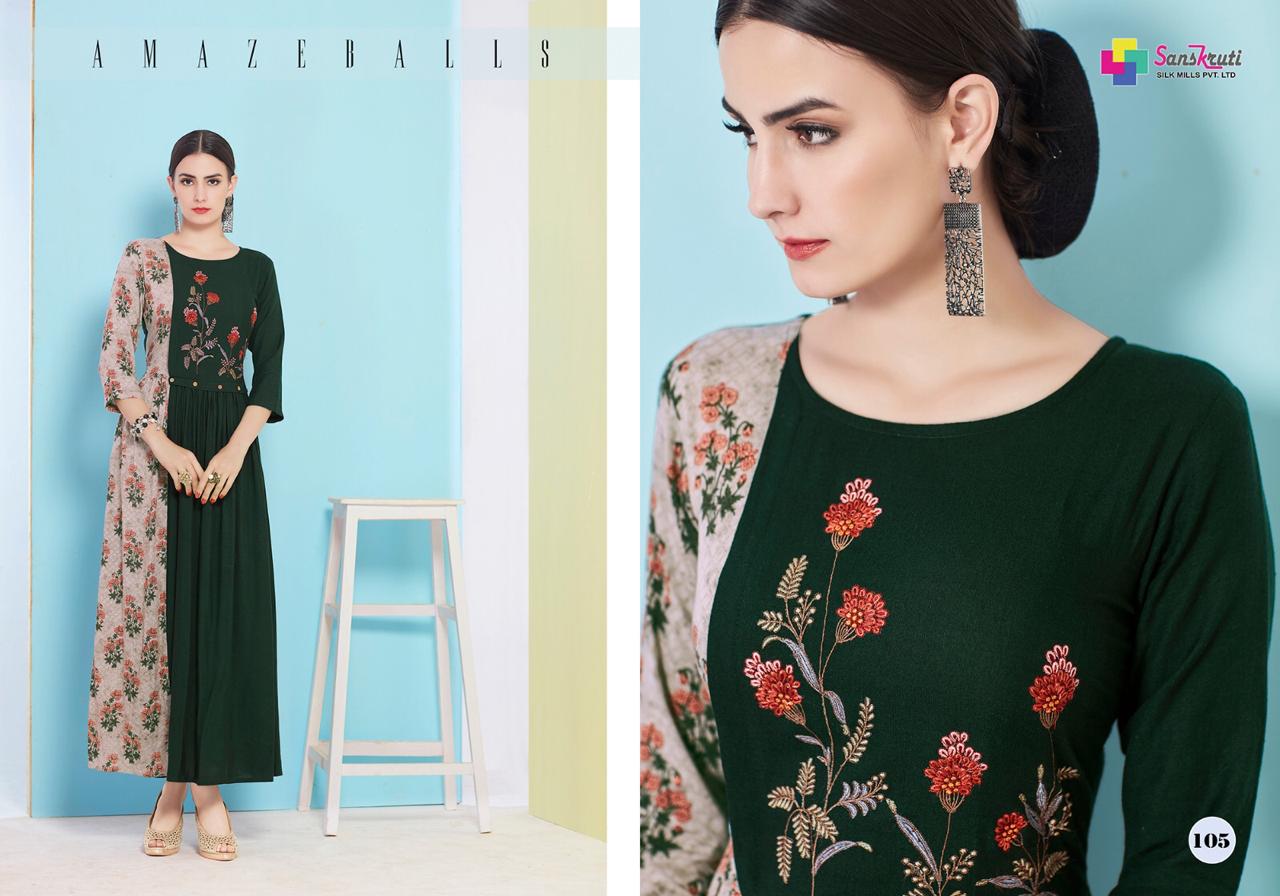 Amaze By Saarthi Fashion 101 To 109 Series Beautiful Colorful Stylish Fancy Casual Wear & Ethnic Wear & Ready To Wear Rayon Slub Printed Kurtis At Wholesale Price