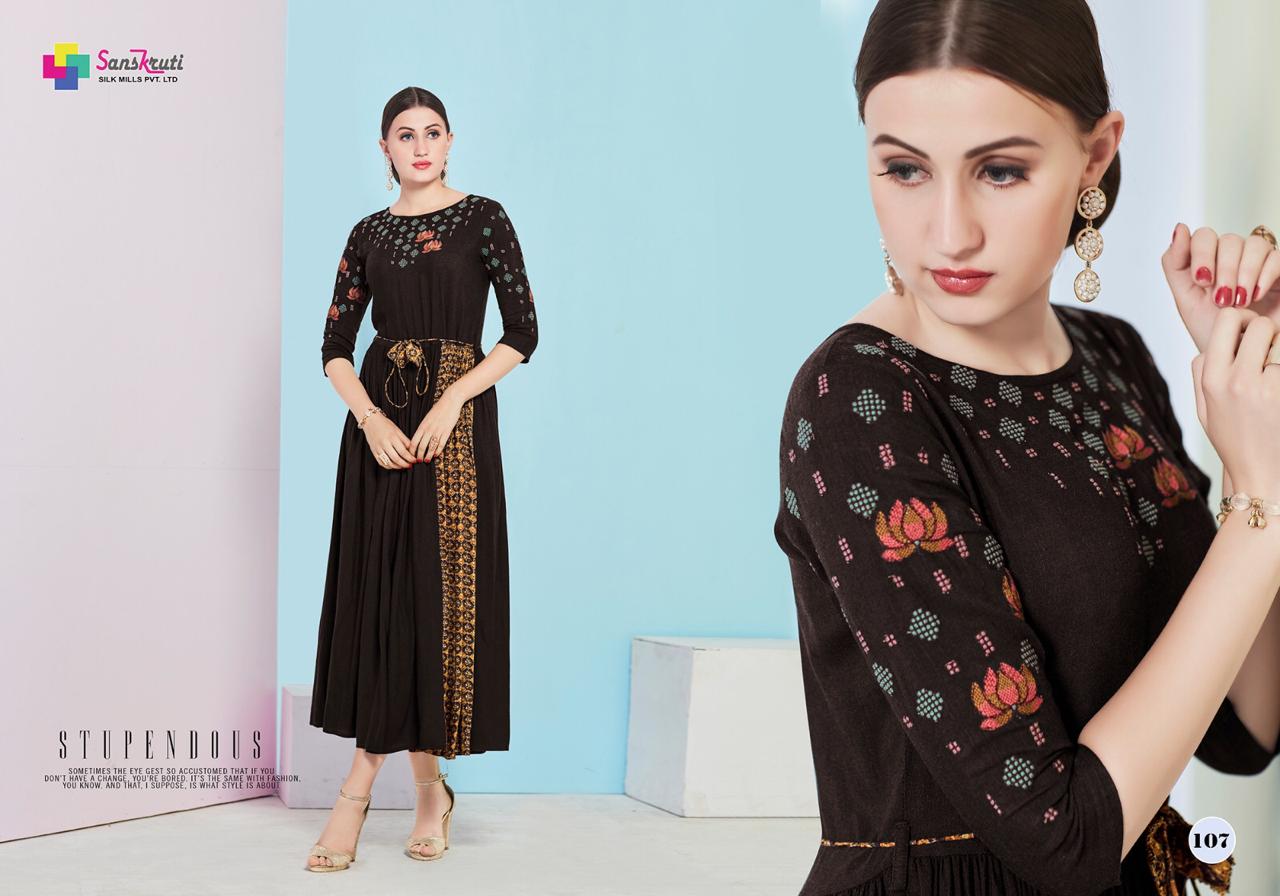 Amaze By Saarthi Fashion 101 To 109 Series Beautiful Colorful Stylish Fancy Casual Wear & Ethnic Wear & Ready To Wear Rayon Slub Printed Kurtis At Wholesale Price