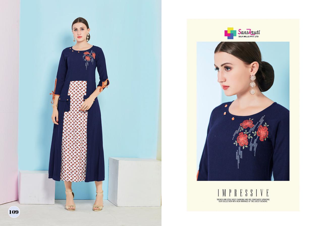 Amaze By Saarthi Fashion 101 To 109 Series Beautiful Colorful Stylish Fancy Casual Wear & Ethnic Wear & Ready To Wear Rayon Slub Printed Kurtis At Wholesale Price