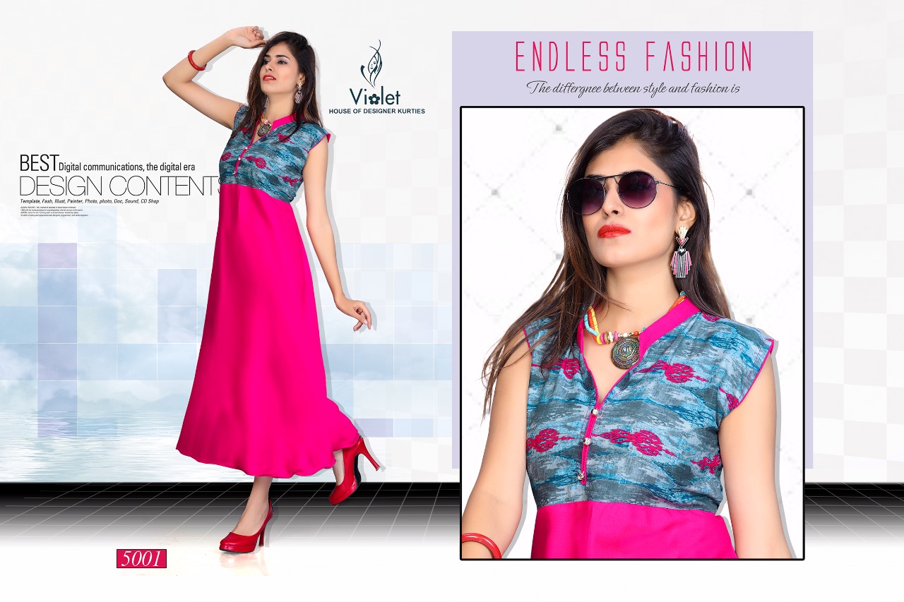 Amaze By Violet 5001 To 5010 Series Beautiful Colorful Stylish Fancy Casual Wear & Ethnic Wear & Ready To Wear Rayon Printed Kurtis At Wholesale Price