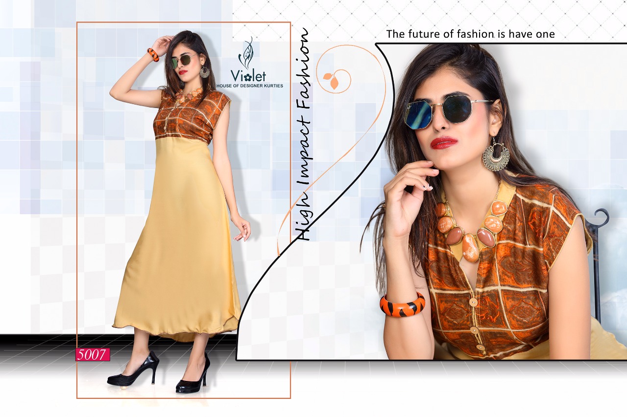 Amaze By Violet 5001 To 5010 Series Beautiful Colorful Stylish Fancy Casual Wear & Ethnic Wear & Ready To Wear Rayon Printed Kurtis At Wholesale Price