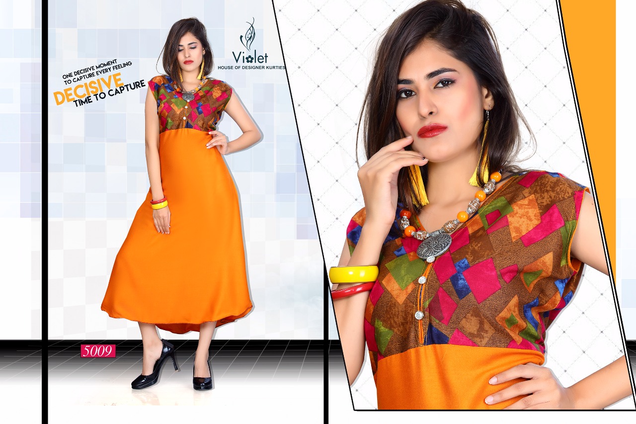 Amaze By Violet 5001 To 5010 Series Beautiful Colorful Stylish Fancy Casual Wear & Ethnic Wear & Ready To Wear Rayon Printed Kurtis At Wholesale Price