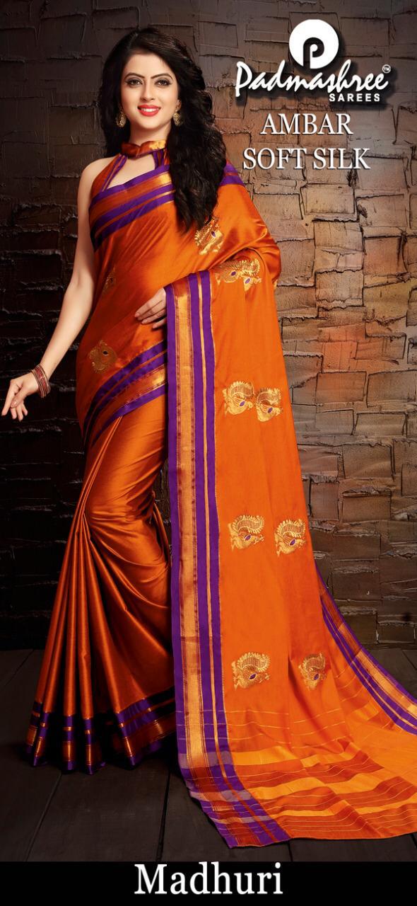 Amber Soft Silk By Padmashree Sarees Indian Traditional Wear Collection Beautiful Stylish Fancy Colorful Party Wear & Occasional Wear Pure Cotton Silk Sarees At Wholesale Price